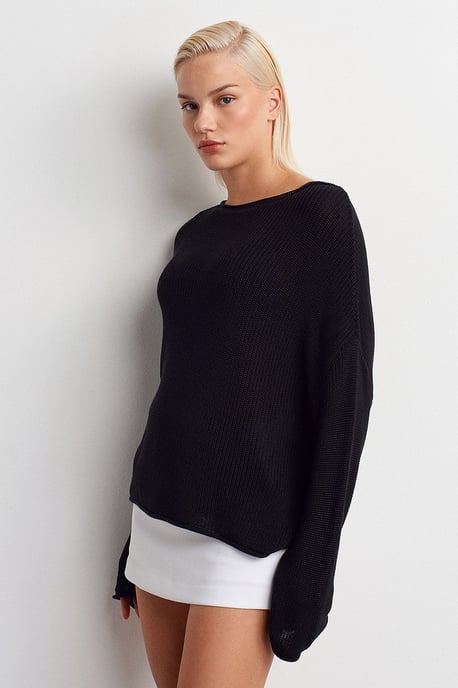 Damen Rippstrick Boot-Neck Pullover - Image 3