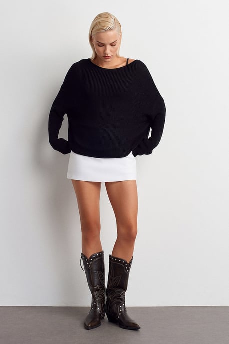 Damen Rippstrick Boot-Neck Pullover - Image 5