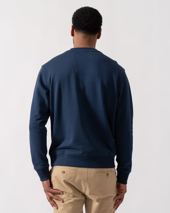 Lässig geschnittenes Langarm-Logo-Detail Sweatshirt in Dunkelblau - Image 2