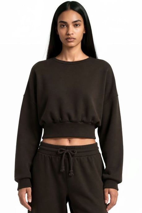 Damen Cropped Rundhals Sweatshirt - Image 1
