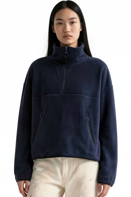 Damen Half-Zip Crop Sweatshirt - Image 1