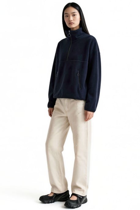 Damen Half-Zip Crop Sweatshirt - Image 2