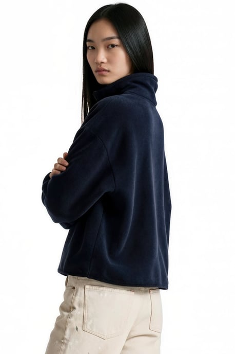 Damen Half-Zip Crop Sweatshirt - Image 3