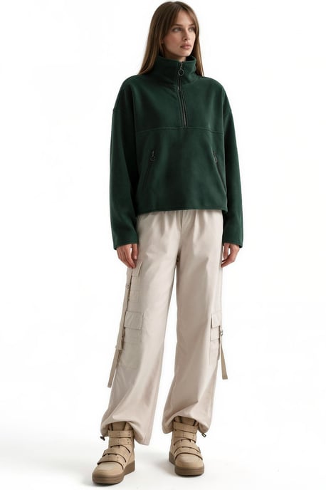 Damen Halbzip Crop Sweatshirt - Image 2