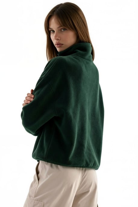Damen Halbzip Crop Sweatshirt - Image 3
