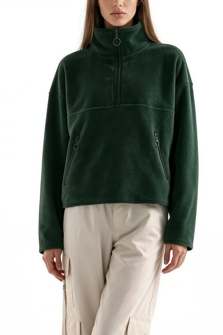 Damen Halbzip Crop Sweatshirt - Image 4