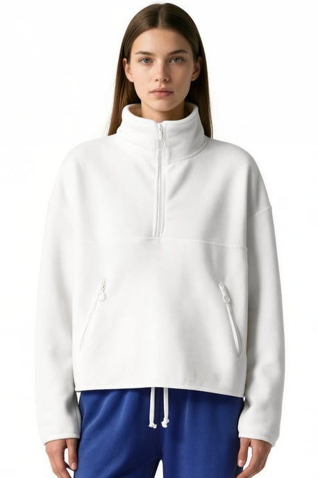 Damen Halbzipper Crop Sweatshirt - Image 1