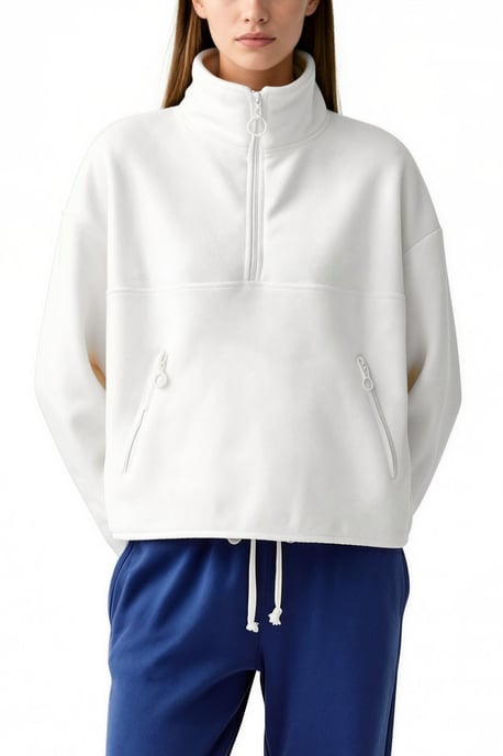 Damen Halbzipper Crop Sweatshirt - Image 4