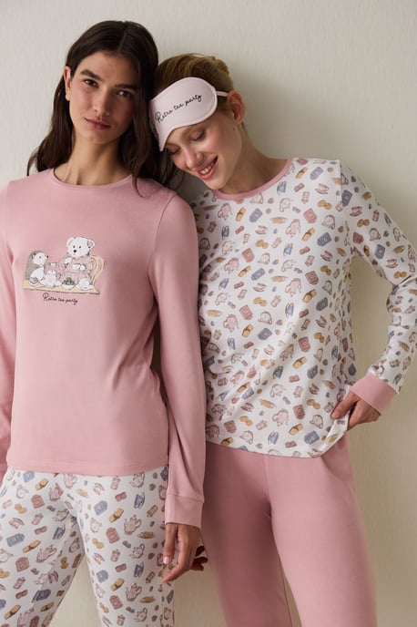 Teeparty Bedrucktes Langarm-Pyjama-Oberteil - Image 1
