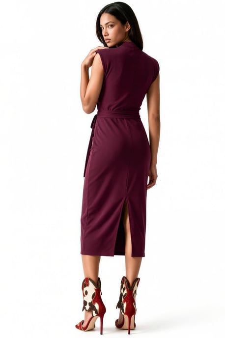 Ärmelloses, tailliertes Midikleid mit Bindeband - Image 3