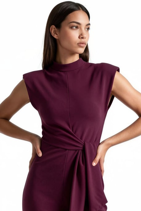 Ärmelloses, tailliertes Midikleid mit Bindeband - Image 4