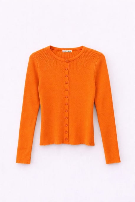 Knopfverschluss Slim Fit Rippstrick-Cardigan - Image 1