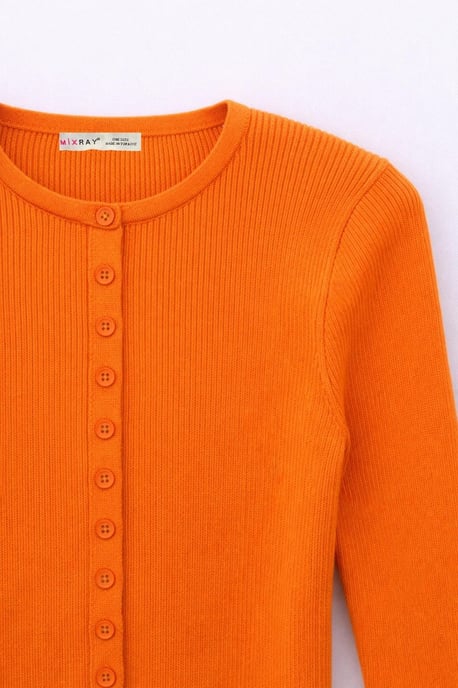 Knopfverschluss Slim Fit Rippstrick-Cardigan - Image 2