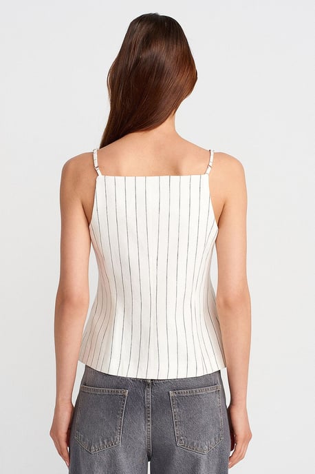 Ärmellose Bluse mit quadratischem Ausschnitt und Knöpfen - Image 2