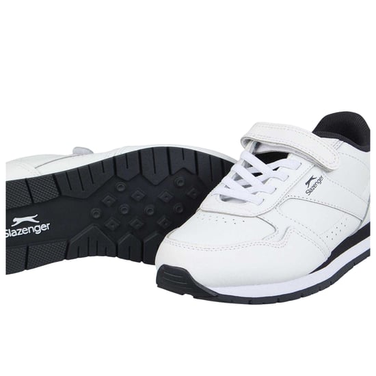 Slazenger - "Classic" Sneaker für Kinder, Beschichtetes Leder, Klettverschluss (Weiß/Marine) - Image 4