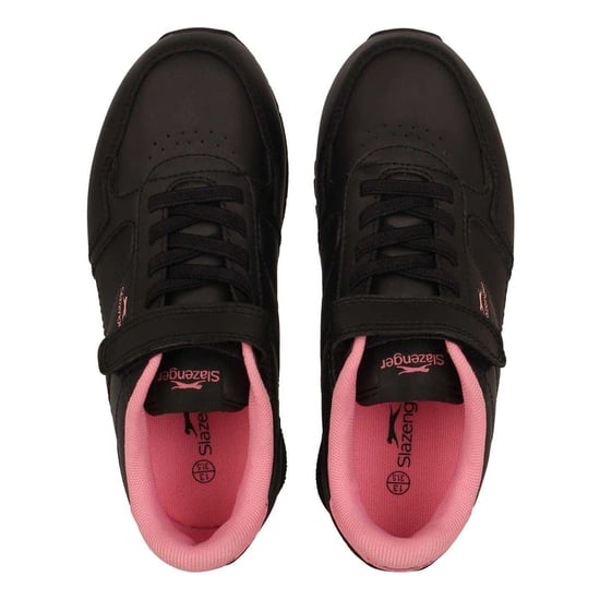 Slazenger - "Classic" Sneaker für Kinder, Beschichtetes Leder, Klettverschluss (Schwarz/Pink) - Image 4