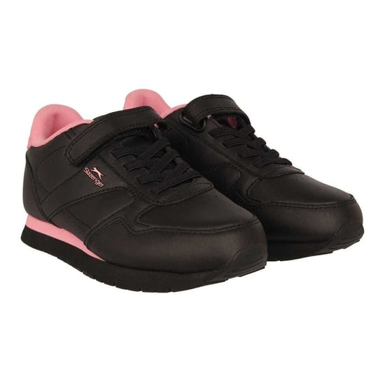 Slazenger - "Classic" Sneaker für Kinder, Beschichtetes Leder, Klettverschluss (Schwarz/Pink) - Image 5