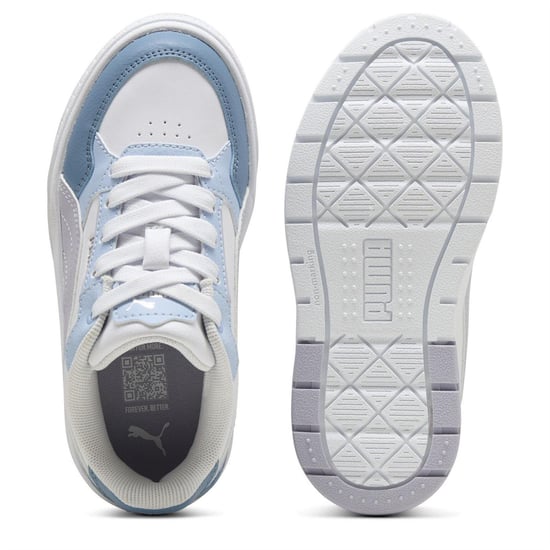Puma - "Karmen II" Sneaker für Kinder, Leder, Plattform-Absatz (Weiß/Flieder) - Image 3