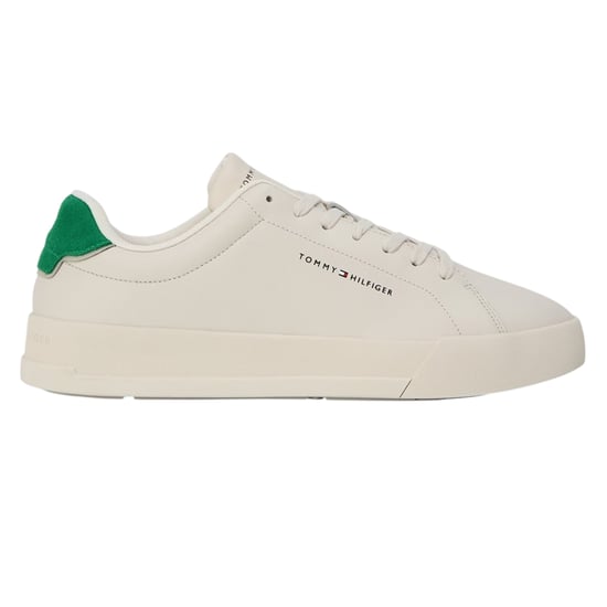 Tommy Hilfiger - "Pebble Grain Court" Sneaker für Herren, Leder (Naturweiß/Grün) - Image 2