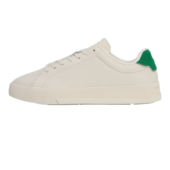 Tommy Hilfiger - "Pebble Grain Court" Sneaker für Herren, Leder (Naturweiß/Grün) - Image 3