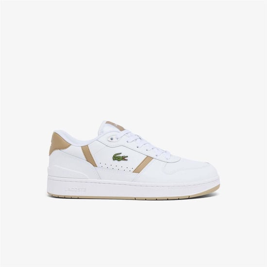 Lacoste - "T-Clip" Sneaker für Herren, Leder, Flach (Weiß/Braun) - Image 1