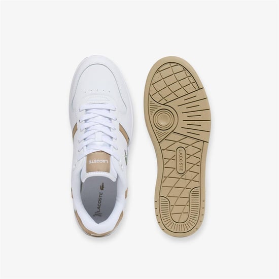 Lacoste - "T-Clip" Sneaker für Herren, Leder, Flach (Weiß/Braun) - Image 4