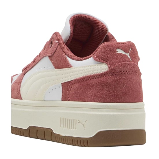 Puma - "Rebound Femme" Sneaker für Damen, Leder, niedrig geschnitten, Plattform-Absatz (Weiß/Rot) - Image 2