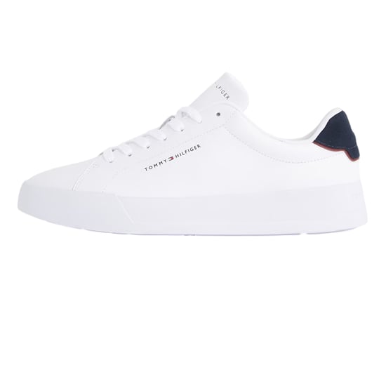 Tommy Hilfiger - "Pebble Grain Court" Sneaker für Herren, Leder (Weiß/Marine) - Image 3