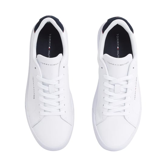 Tommy Hilfiger - "Pebble Grain Court" Sneaker für Herren, Leder (Weiß/Marine) - Image 4