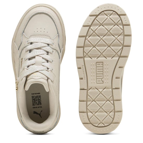 Puma - "Karmen II" Sneaker für Kinder, Leder, Plattform-Absatz (Silber) - Image 3