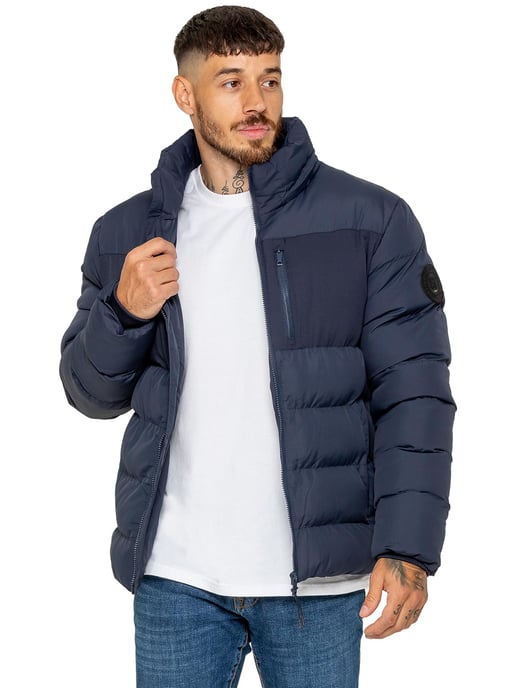 Enzo Milano Herren gesteppte Pufferjacke - Marineblau - Image 2