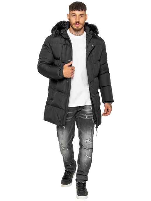 Enzo Milano | Herren Langjacke mit gepolsterter Kapuze - Image 5
