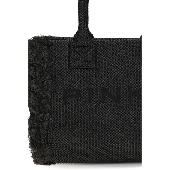 PINKO Schwarze Raffia Schultertasche - Image 4