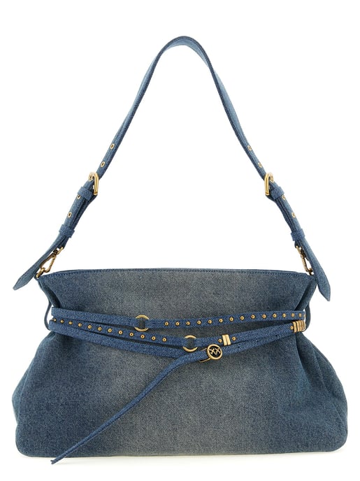 PINKO Blaue Baumwoll-Schultertasche - Image 1