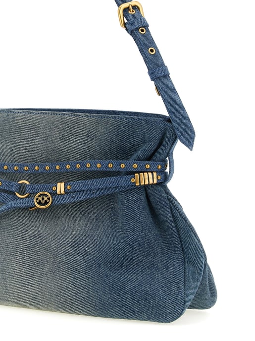 PINKO Blaue Baumwoll-Schultertasche - Image 3