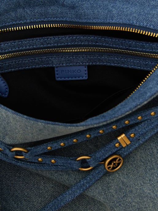 PINKO Blaue Baumwoll-Schultertasche - Image 4