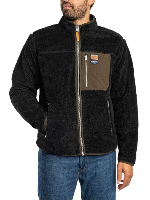Superdry Vintage Retro Fleecejacke Mit Durchgehendem Reißverschluss, Schwarz - Image 2