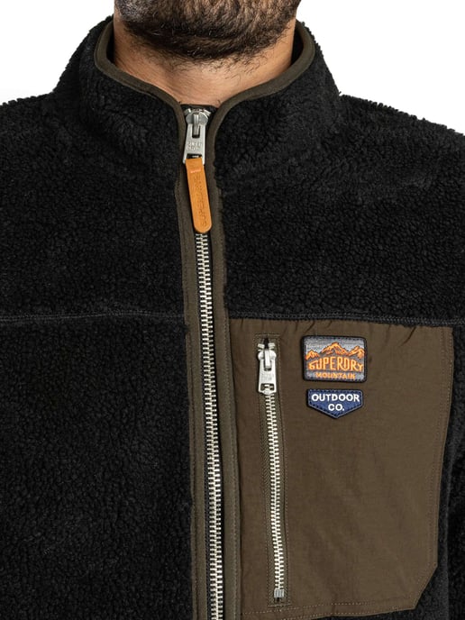 Superdry Vintage Retro Fleecejacke Mit Durchgehendem Reißverschluss, Schwarz - Image 5