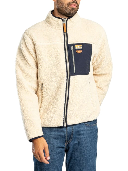 Superdry Vintage Retro Fleecejacke Mit Durchgehendem Reißverschluss, Beige - Image 2
