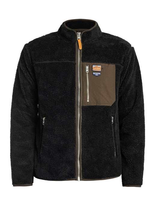 Superdry Vintage Retro Fleecejacke Mit Durchgehendem Reißverschluss, Schwarz - Image 6