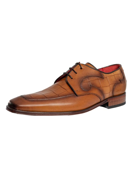 Jeffery West Croco L Leder Derby Schuhe, Braun - Image 1