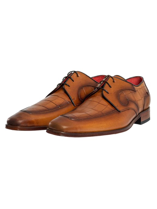 Jeffery West Croco L Leder Derby Schuhe, Braun - Image 2