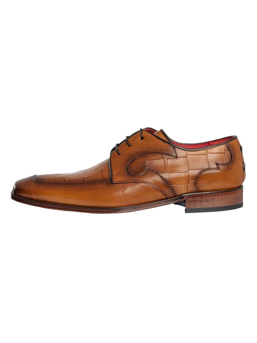 Jeffery West Croco L Leder Derby Schuhe, Braun - Image 3