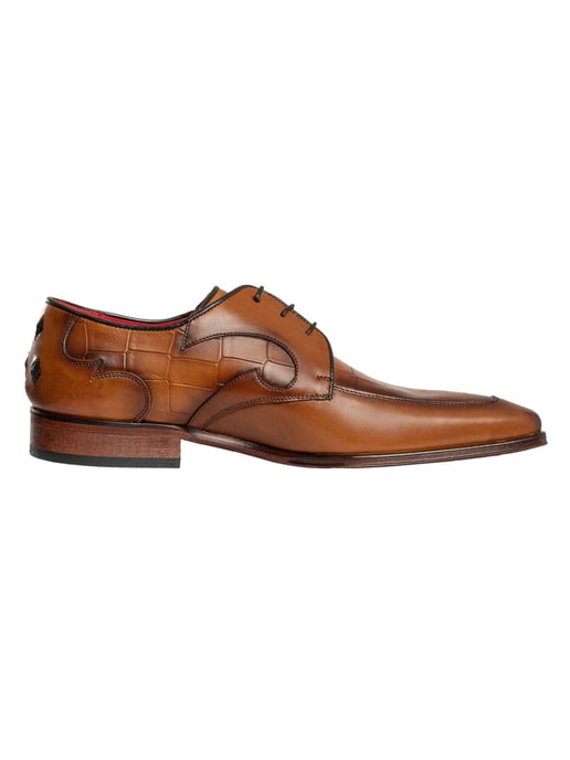 Jeffery West Croco L Leder Derby Schuhe, Braun - Image 4