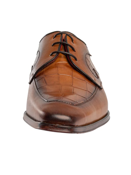 Jeffery West Croco L Leder Derby Schuhe, Braun - Image 5