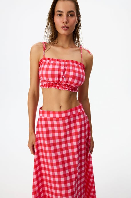 Ester Gingham-Muster Bikini-Oberteil - Image 1