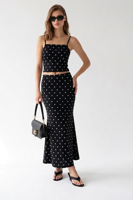 Damen Hochtailliertes Polka Dot Zweiteiliges Set - Image 3