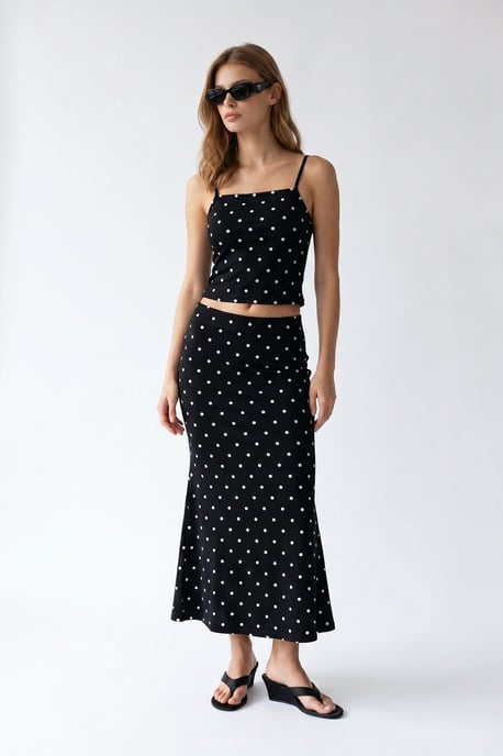 Damen Hochtailliertes Polka Dot Zweiteiliges Set - Image 5