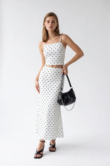 Damen Hochsitzt Polka Dots Zweiteiliges Set - Image 5
