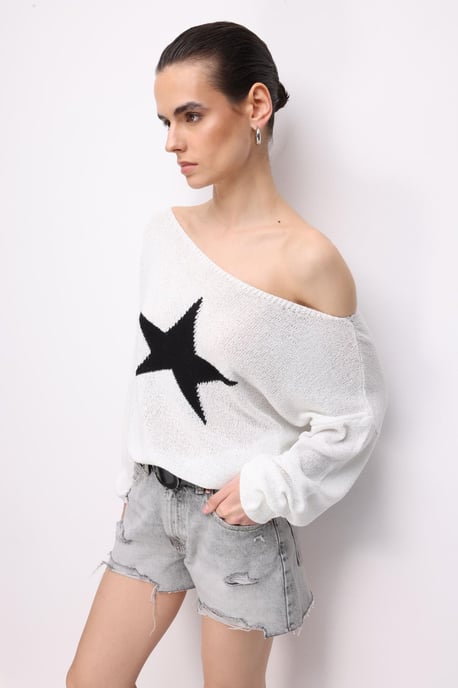 Damen Bootsausschnitt Pullover - Image 1